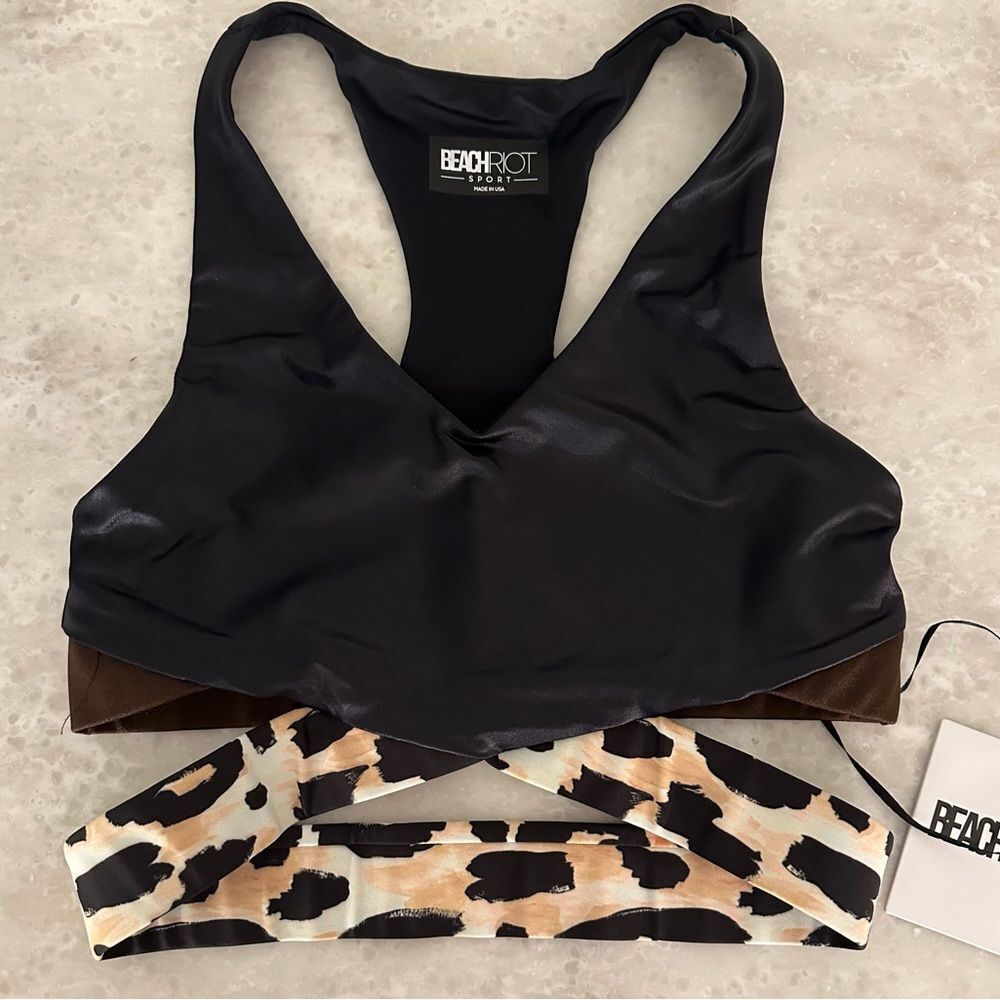 Beach Riot Maeve Top in Leopard Colorblock